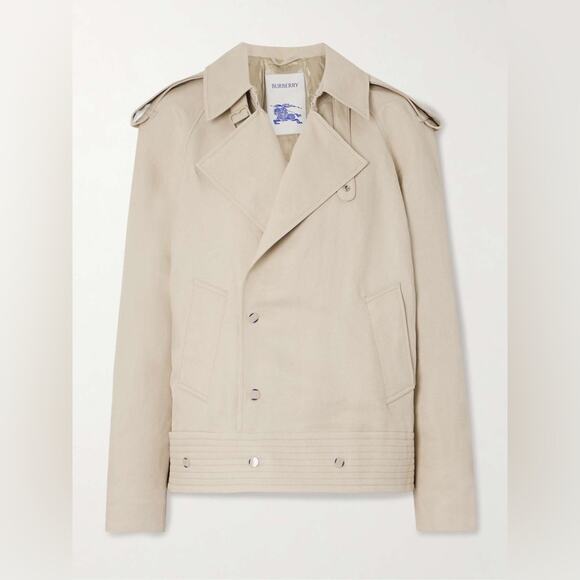 Burberry off-centre canvas trench jacket Light Beige 8 $2999 - Picture 1 of 12